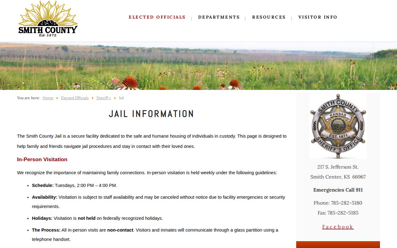 Official Smith County Jail page with bond procedures and no inmate roster